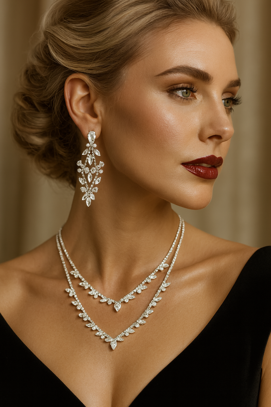 Unique Cubic Zircon Layered Necklace