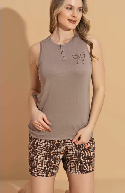 Supersoft Lightweight & Breathable Sleeveless Viscose Lounge Set, Tank Top & Printed Shorts