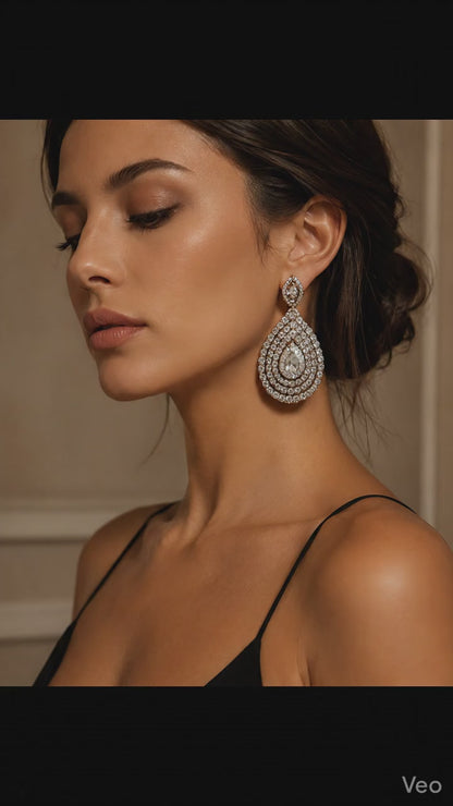Crystal Teardrop Bridal Statement Earrings – Luxury Wedding Drop Earrings for Brides