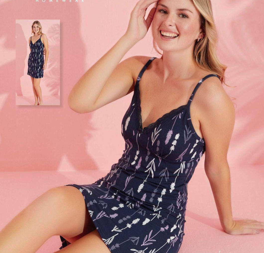 Super Soft Viscose Floral Lace-Trim Nightdress, made in Turkey