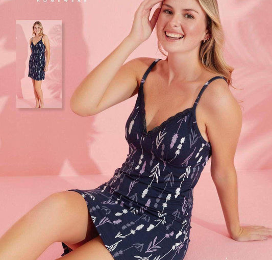 Super Soft Viscose Floral Lace-Trim Nightdress, made in Turkey