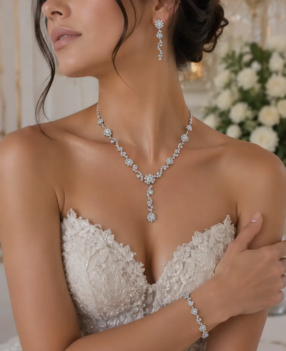 Rhinestone Bridal Jewelry Set – Wedding Necklace, Earrings & Bracelet Set - Jewelry Sets from Glam Duchess