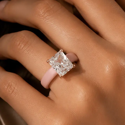 Silicone CZ Ring | Rose Gold Rectangle Stone | Sport Wedding Band - Wedding Bands from Glam Duchess