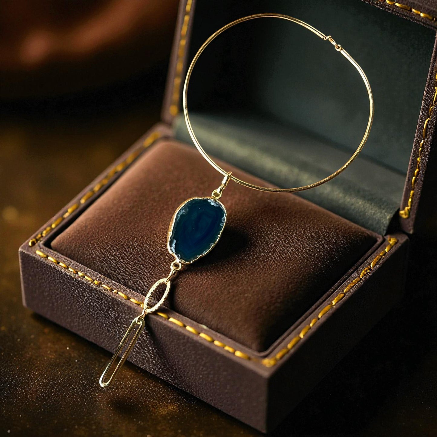 Handmade Chunky Gold Plated Agate Choker Necklace | Modern Minimalist Statement Jewelry