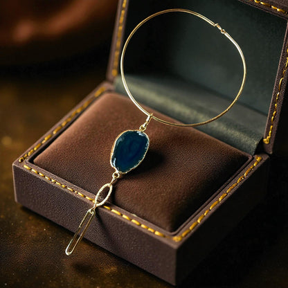 Handmade Chunky Gold Plated Agate Choker Necklace | Modern Minimalist Statement Jewelry