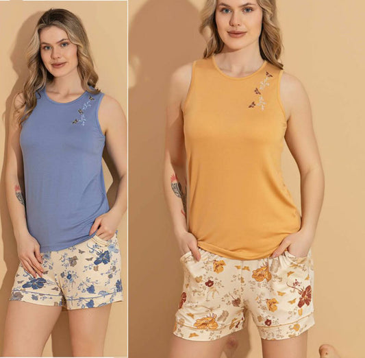 Supersoft Lightweight & Breathable Sleeveless Viscose Lounge Set, Tank Top & Printed Shorts