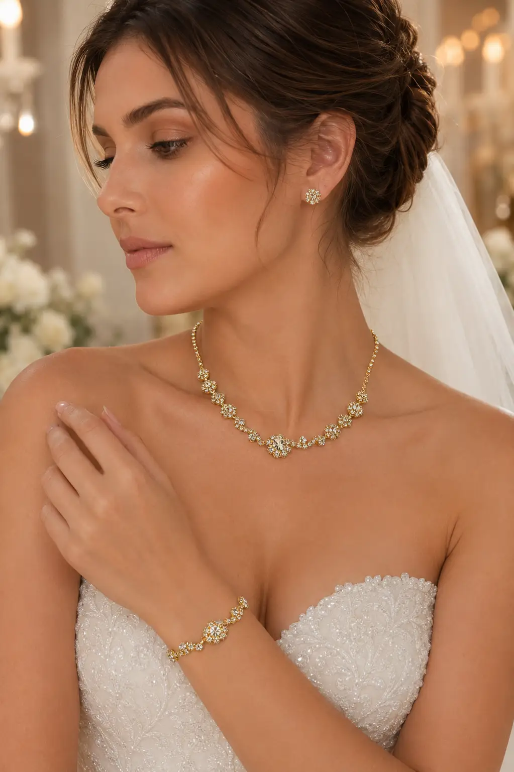 Rhinestone Bridal Jewelry Set – Wedding Necklace, Earrings & Bracelet Set - Jewelry Sets from Glam Duchess
