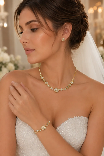 Rhinestone Bridal Jewelry Set – Wedding Necklace, Earrings & Bracelet Set - Jewelry Sets from Glam Duchess