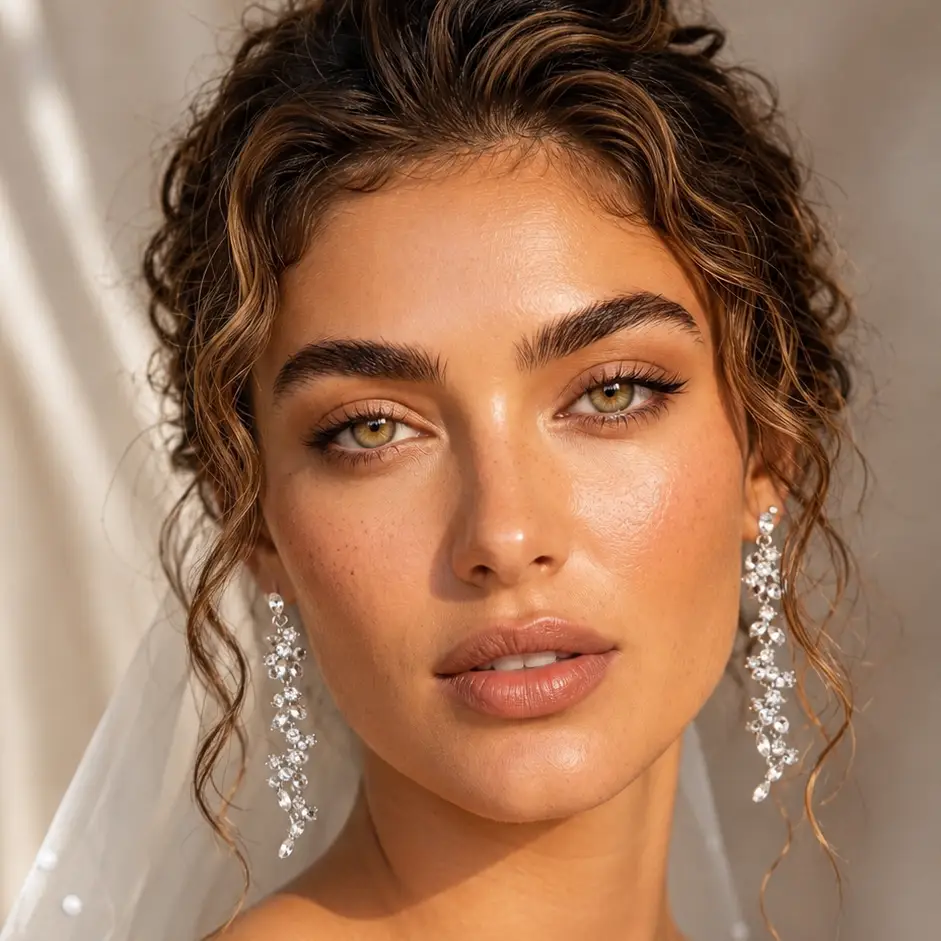 Marquise Round Strone Cluster Dropdown Evening Earrings - Earrings from Glam Duchess