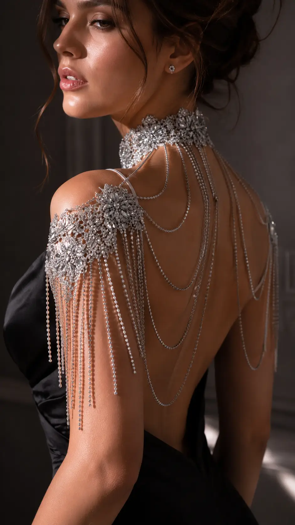 Beaded Tassel Shoulder Chain Bridal Shawl Wrap & Necklace - Jewelry from Glam Duchess
