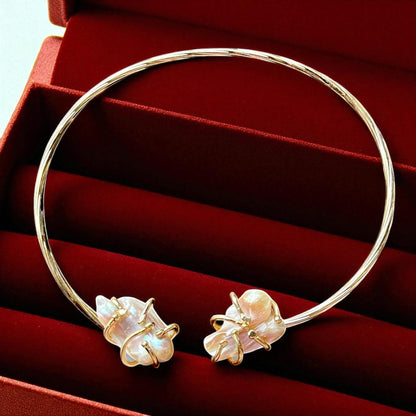 Handmade Gold Plated Baroque Pearl Choker Necklace, Collar Statement made in Turkiye