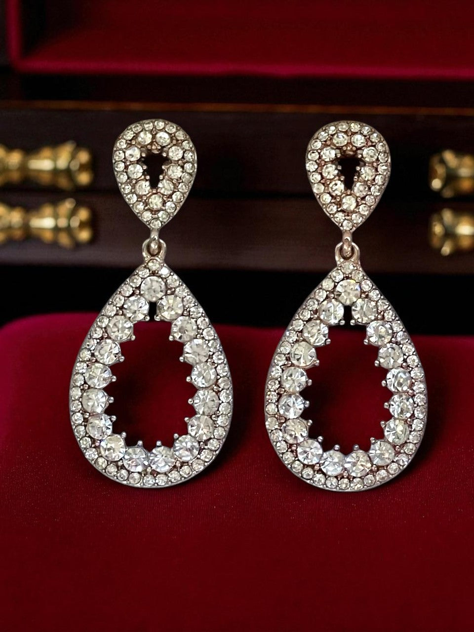 Wedding Hoop Drop Earrings, Luxurious Bridal & Bridesmaid Jewelry