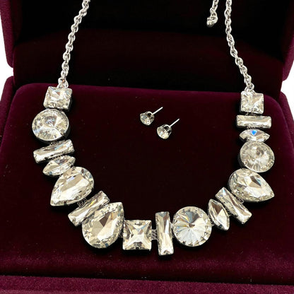 Luxury Crystal Statement Necklace & Stud Earrings Set