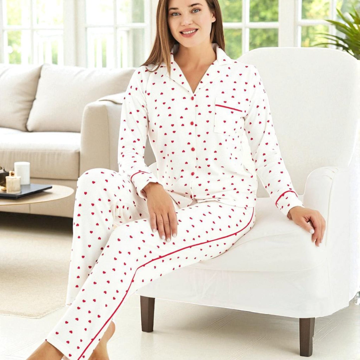 Premium Quality Long Sleeve Button-Down Pajama Set