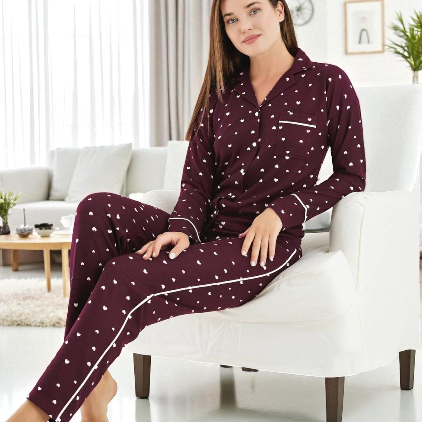 Premium Quality Long Sleeve Button-Down Pajama Set