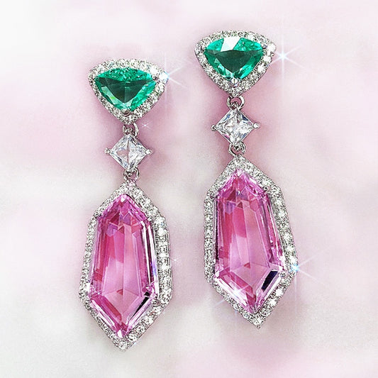 Elegant Geometric CZ Drop Earrings