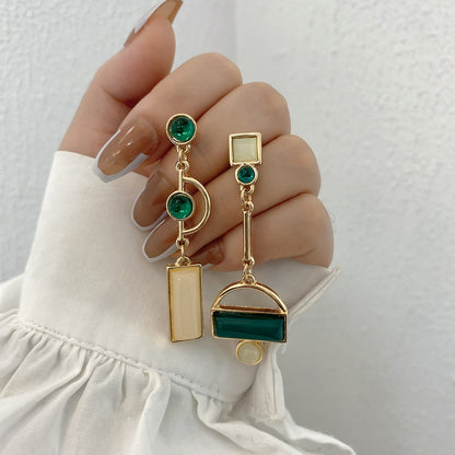 Gold Irregular Enamel Geometric Drop Earrings