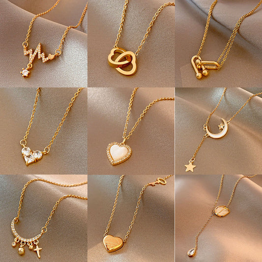 Elegant Gold Stainless Steel Heart Pendant Necklace