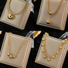 Gold Color Stainless Steel Pendant Necklace with Hollow Ball Beads