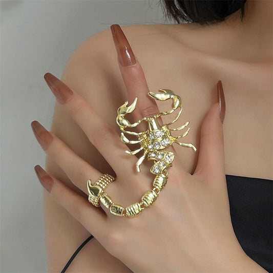 adjustable fit punk scorpion zircon charm adjustable ring